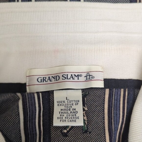 GRAND SLAM all over print aop golfer golf polo shirt LARGE tag vtg 90s golf prep - Picture 9 of 9